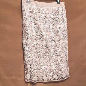Paniz Grey/taupe lace applique Skirt Sz L